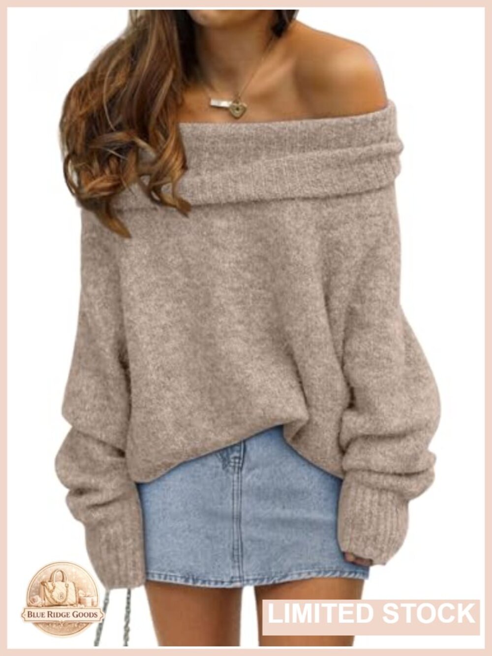 Off Shoulder Oversized Pullover Sweater Loose Fit Long Sleeve Fall Winter